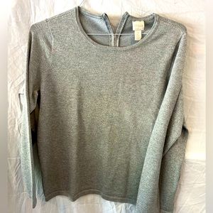 Silver metallic zip sweater from Chico’s